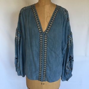 Boho bohemian Zara peasant blouse embroidered